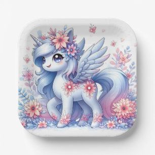 Pastel Cute Unicorn Baby Shower Paper Plate