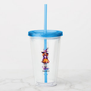 Pastel Cute Witch Girl - Halloween Aesthetic (2) Acrylic Tumbler