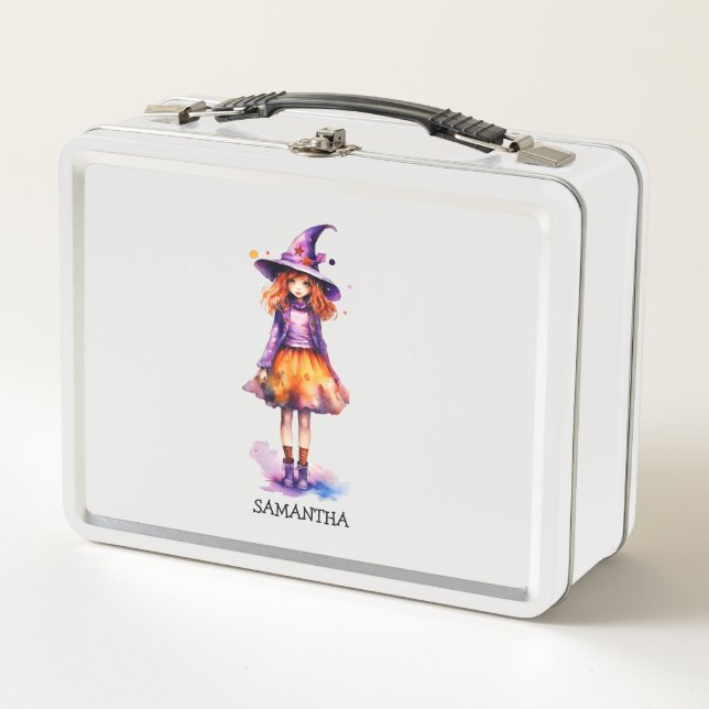 Pastel Cute Witch Girl - Halloween Aesthetic (2) Metal Lunch Box (Front)
