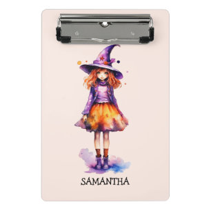 Pastel Cute Witch Girl - Halloween Aesthetic (2) Mini Clipboard