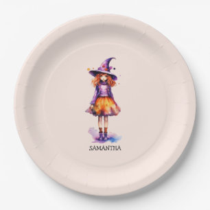 Pastel Cute Witch Girl - Halloween Aesthetic (2) Paper Plate