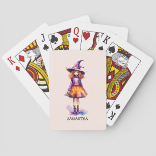 Pastel Cute Witch Girl - Halloween Aesthetic (2) Playing Cards
