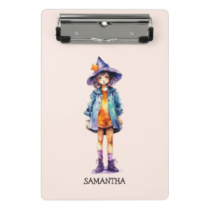 Pastel Cute Witch Girl Halloween Aesthetic  Mini Clipboard