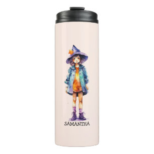 Pastel Cute Witch Girl Halloween Aesthetic  Thermal Tumbler