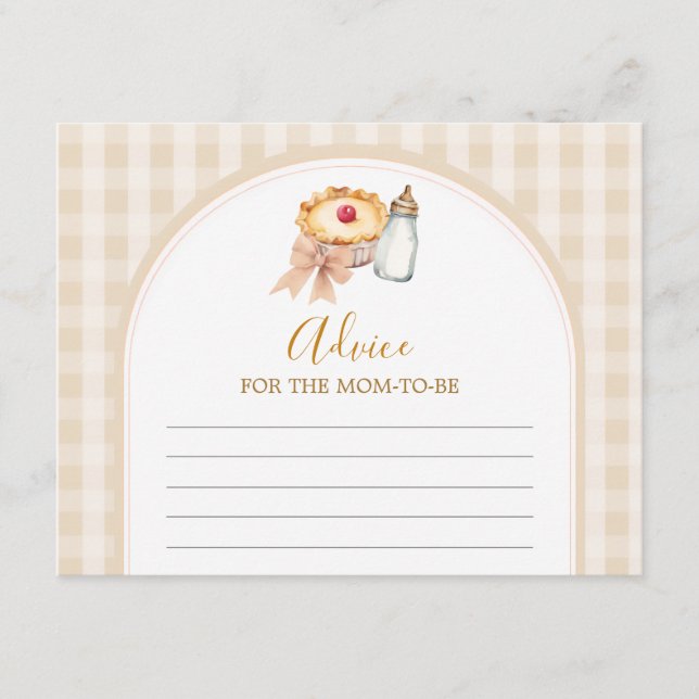 Pastel Cutie Pie Gingham Baby Shower Advice Mum Enclosure Card (Front)