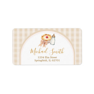 Pastel Cutie Pie Gingham Fall Baby Shower Address Label