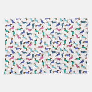 Pastel Dachshund Dish Towel