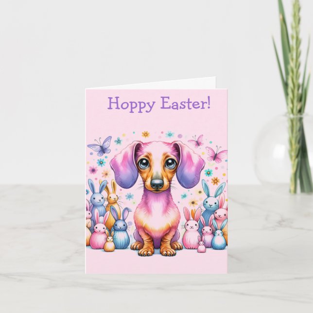 Pastel Dachshund Easter Card (Front)