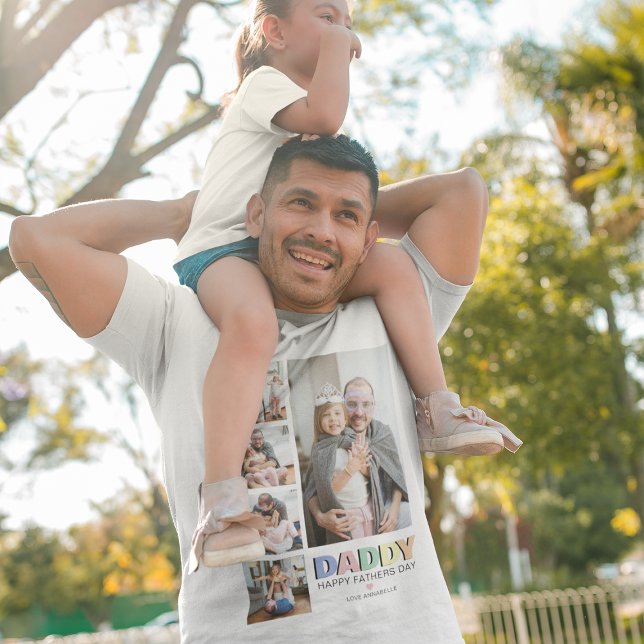 Pastel Daddy 5 Photo Fathers Day  T-Shirt (Creator Uploaded)
