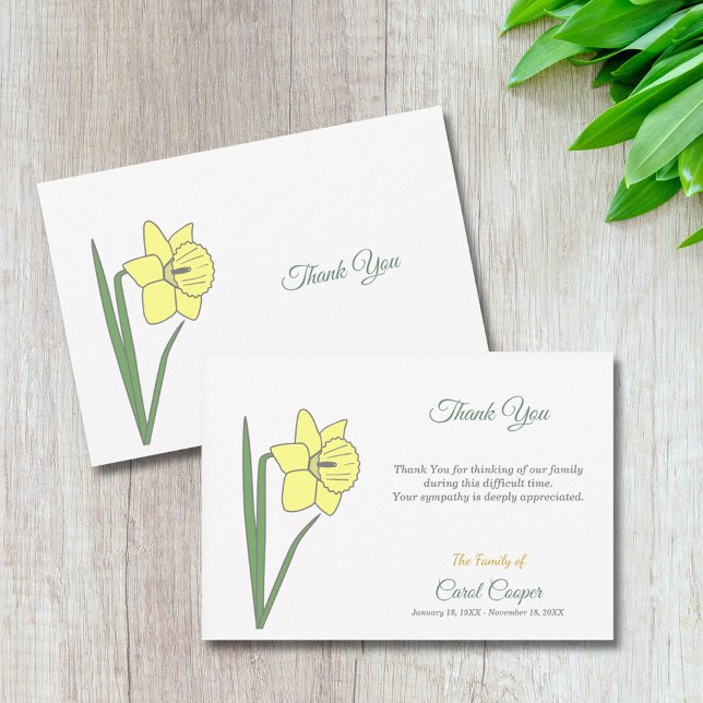 Pastel Daffodil Funeral Thank You Note Card (Pastel Daffodil Funeral Thank You Note Card)
