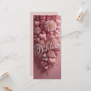 Pastel Dahlia Bloom Art with Hearts Card