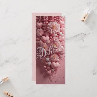 Pastel Dahlia Bloom Art with Hearts Card
