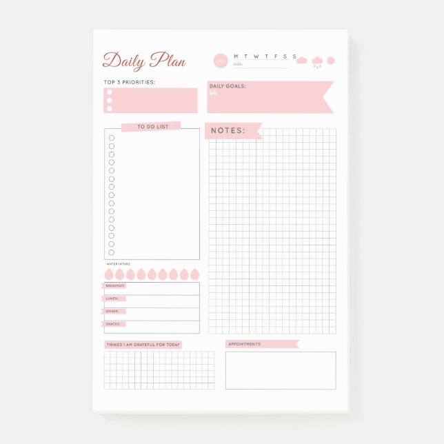 Pastel Daily Plan Post-It Note  - Plan your Day! (Front)