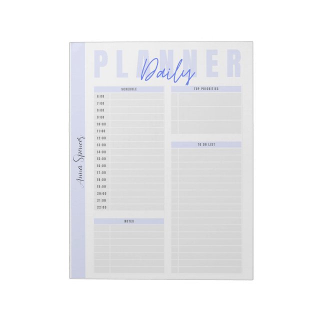 Pastel Daily Planner - Customisable Name Notepad (Rotated)
