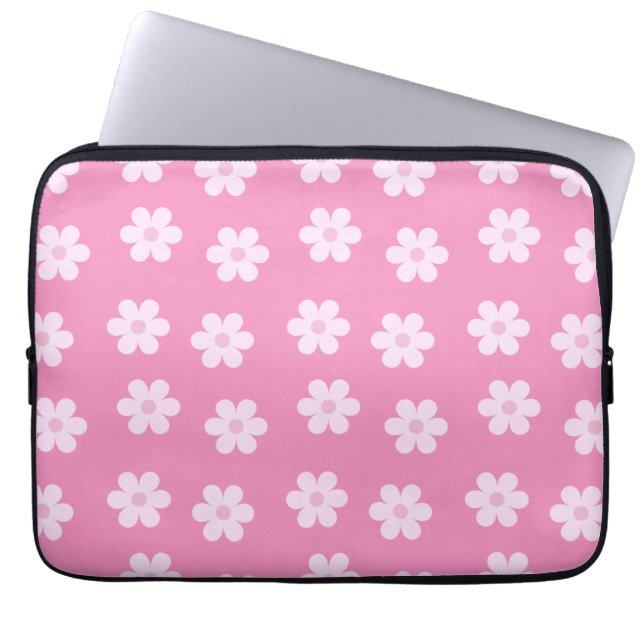 Pastel Daisies Pink Laptop Sleeve (Front)