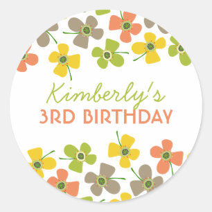 Pastel Daisies Pop Chic Girl Birthday Party Favour Classic Round Sticker