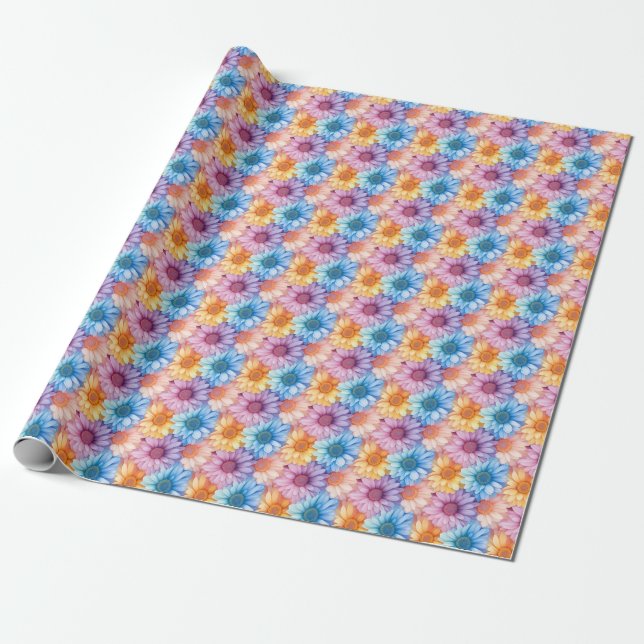 Pastel Daisies Wrapping Paper (Unrolled)