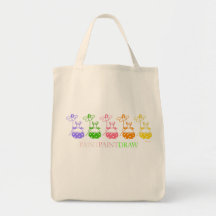 pastel daisy bunny canvas tote