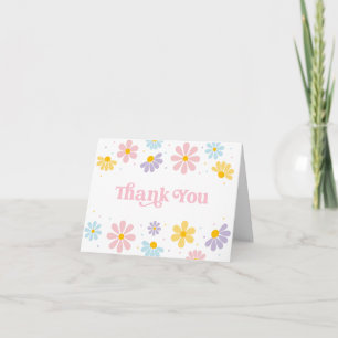Pastel Daisy First Birthday Thank You Card