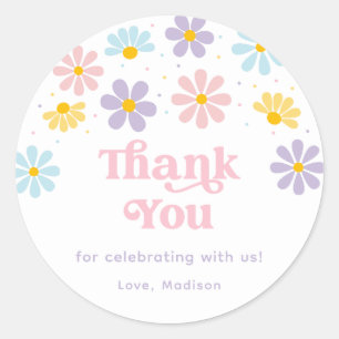 Pastel Daisy Flower Birthday Classic Round Sticker
