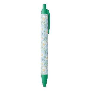 Pastel Daisy Flower Garden Pattern Black Ink Pen