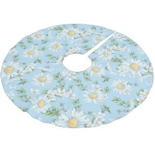 Pastel Daisy Flower Garden Pattern Brushed Polyester Tree Skirt