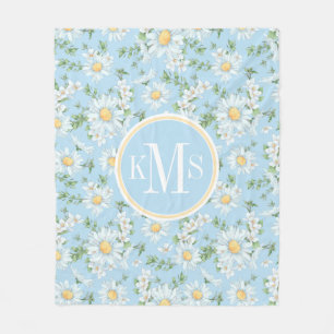 Pastel Daisy Flower Garden Pattern Fleece Blanket