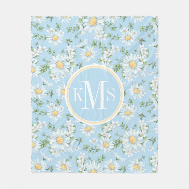 Pastel Daisy Flower Garden Pattern Fleece Blanket (Front)