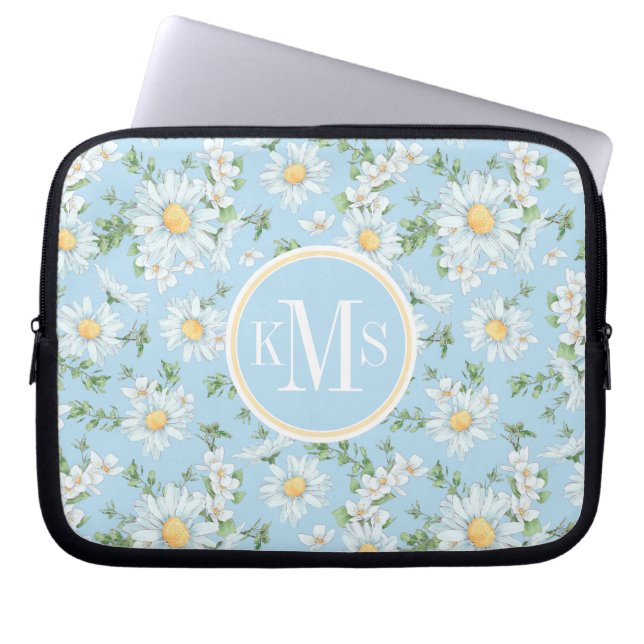 Pastel Daisy Flower Garden Pattern Laptop Sleeve (Front)