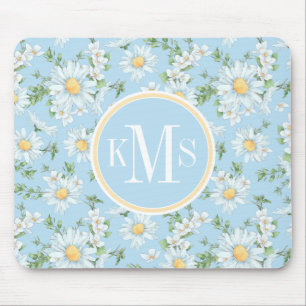 Pastel Daisy Flower Garden Pattern Mouse Mat