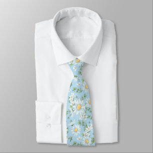 Pastel Daisy Flower Garden Pattern Tie