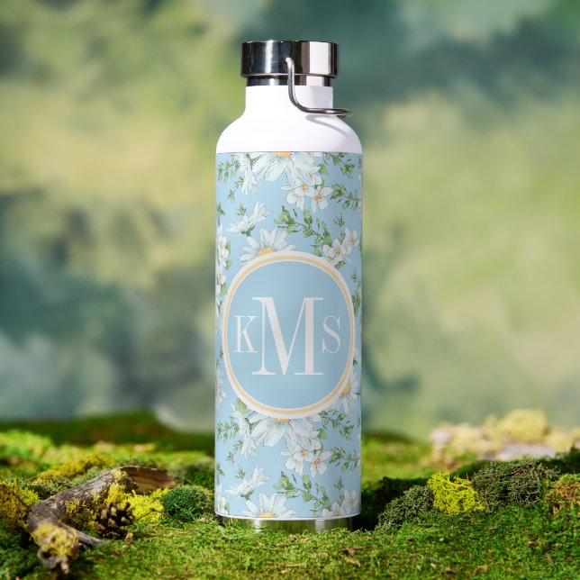 Pastel Daisy Flower Garden Pattern Water Bottle (Outdoor)
