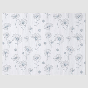 Pastel Daisy Line Art Stripe (2) Tissue Paper