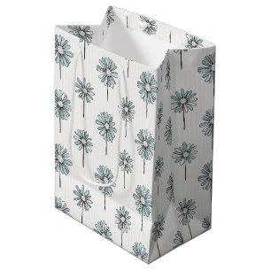 Pastel Daisy Line Art Stripe Medium Gift Bag