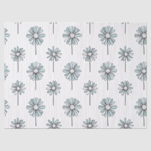 Pastel Daisy Line Art Stripe Tissue Paper