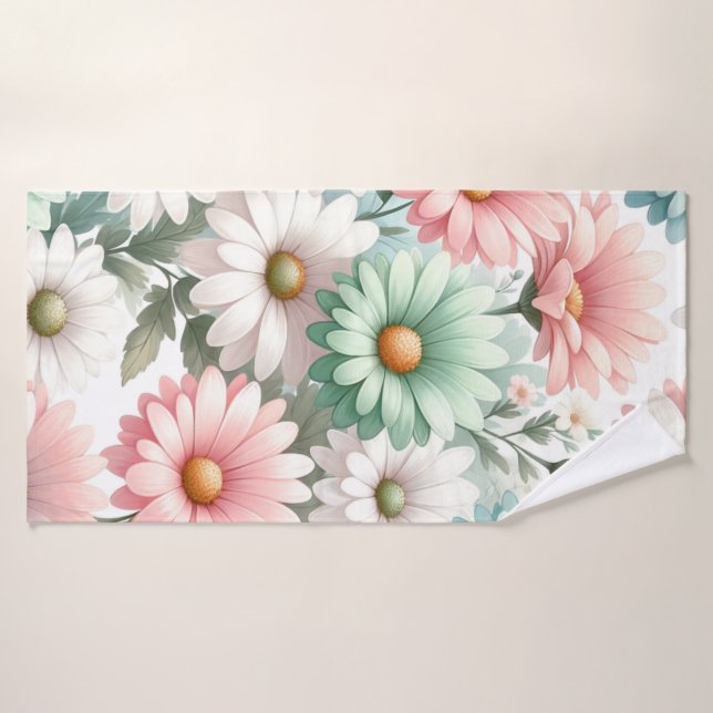 Pastel Daisy Print  Bath Towel (Bath Towel)