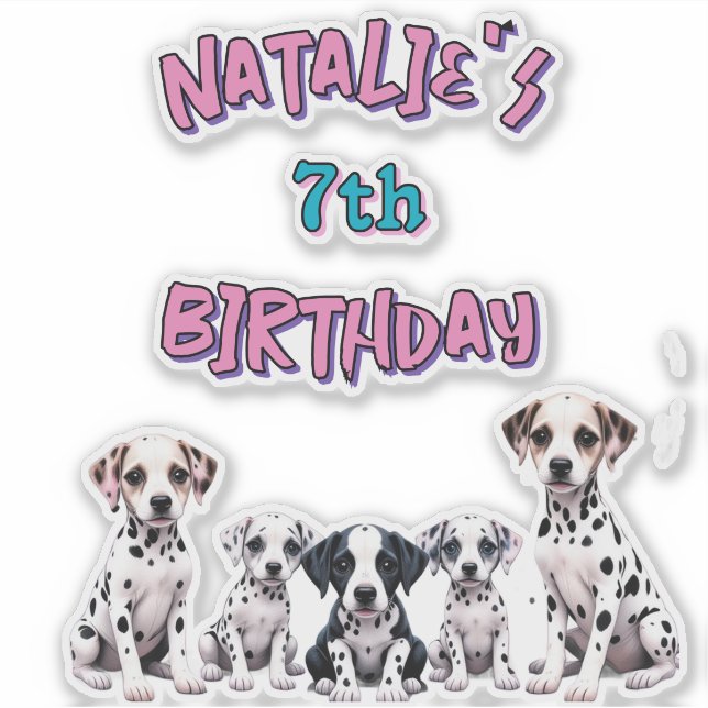 Pastel Dalmatian Dogs Birthday Party (Front)