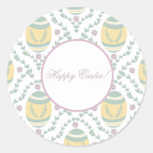 Pastel Damask Easter Eggs Pattern Classic Round Sticker