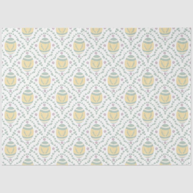 Pastel Damask Easter Eggs Pattern Tissue Paper (Front)