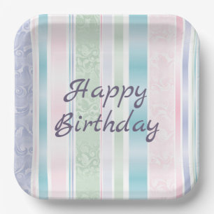 Pastel Damask For Birthday Paper Plate
