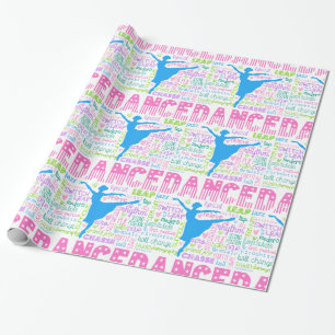 Pastel Dancer Words Typography Wrapping Paper