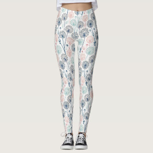 Pastel Dandelion Dreams – Whimsical Floral Leggings