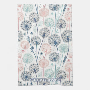 Pastel Dandelion Dreams – Whimsical Floral Tea Towel
