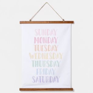 Pastel Days of the Week Educational Poster Hanging Tapestry