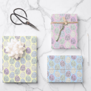 Pastel Decorated Easter Eggs Wrapping Paper Sheet