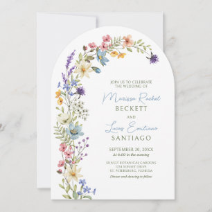 Pastel Delicate Wildflower Arch Wedding Invitation