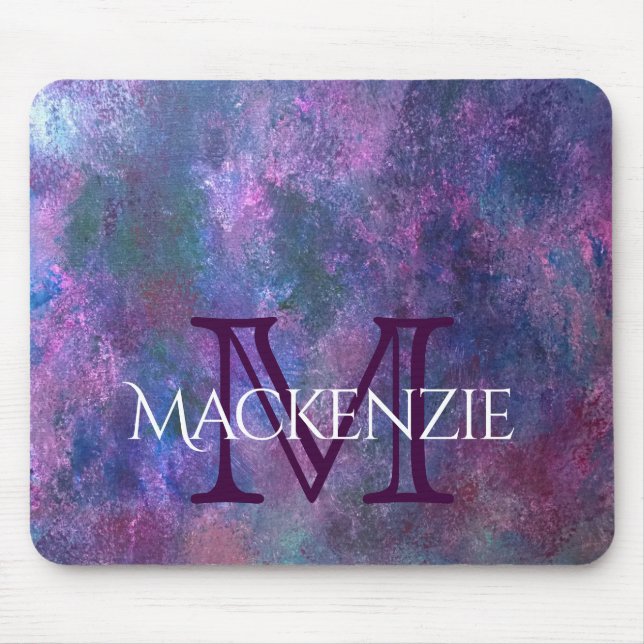 Pastel Desk | Chic Pink Purple Blue Green Splatter Mouse Mat (Front)