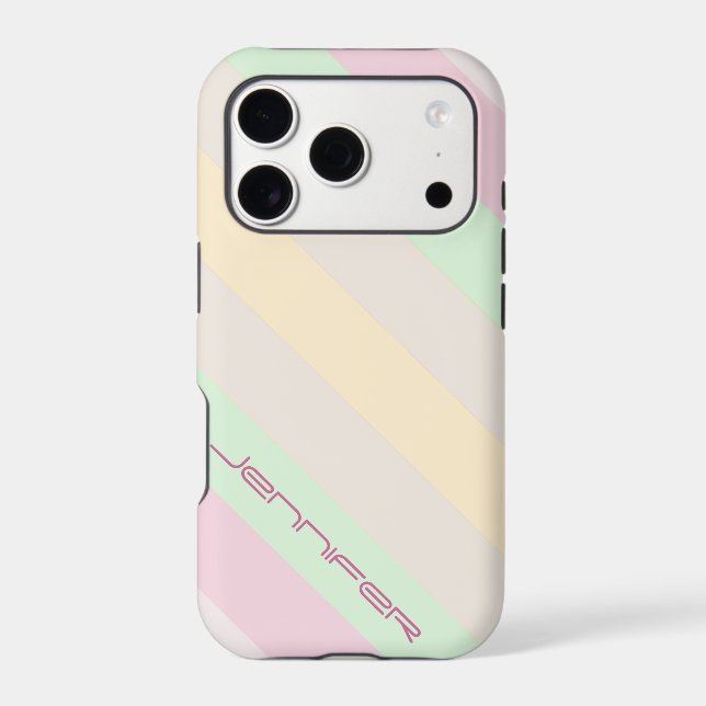 Pastel Diagonal Stripe Minimalist with Name (Back)