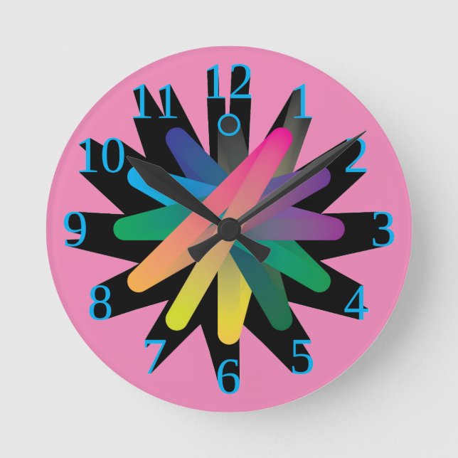 pastel dial big cyan letters round clock (Front)