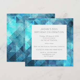 Pastel Diamond Geometric Birthday Party Blue Invitation